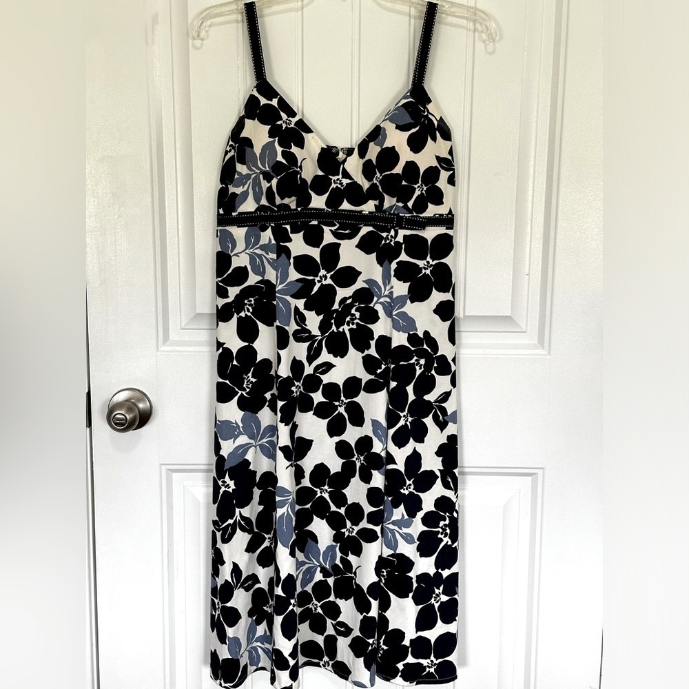 Madison Leigh blue/white floral fit and flare dress, lined size 6 GUC